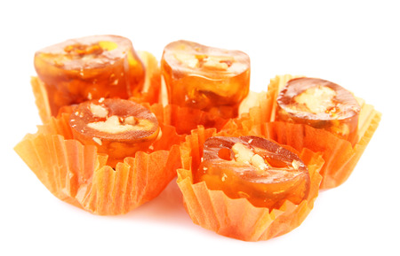 Tasty oriental sweets (churchkhela), isolated on whiteの写真素材