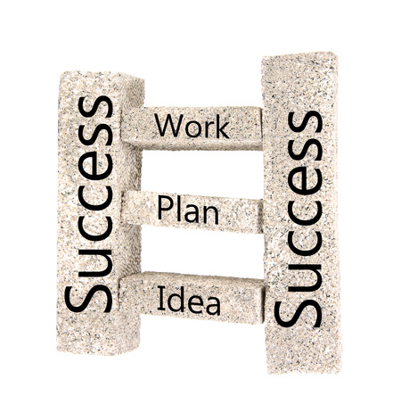 Success building blocks in shape of stairs isolated on whiteの写真素材