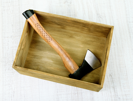 Instrument in wooden box, on color backgroundの写真素材