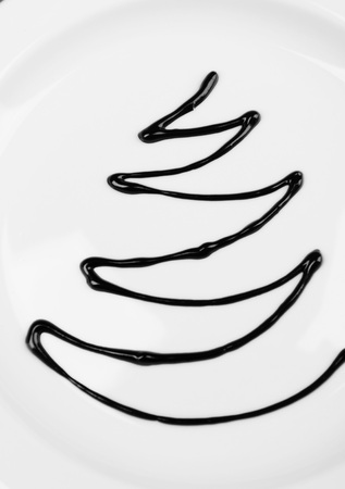 Christmas tree from chocolate on plate close-upの写真素材