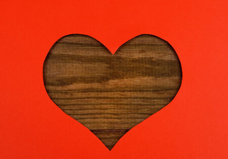 Paper hearts on wooden  backgroundの写真素材