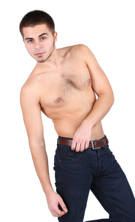 Handsome young man on light backgroundの写真素材