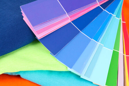 Color samples on fabrics close up