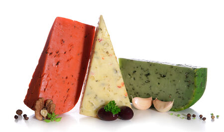 Different Italian cheese pesto, isolated on whiteの写真素材