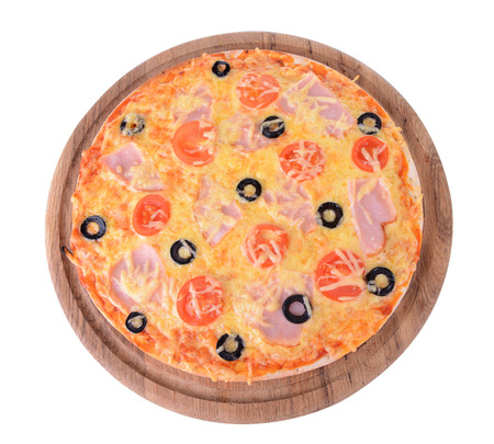 Tasty pizza isolated on whiteの写真素材