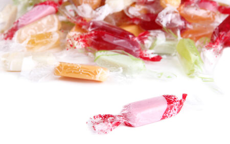 Tasty candies isolated on whiteの写真素材