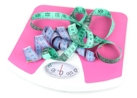 Measuring tape and scales isolated on whiteの写真素材