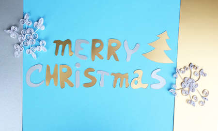 Merry Christmas lettering on grey backgroundの写真素材
