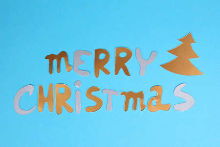 Merry Christmas lettering on grey backgroundの写真素材