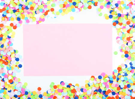 Blank paper with confetti aroundの写真素材