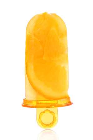 Fruit ice cream isolated on whiteの写真素材