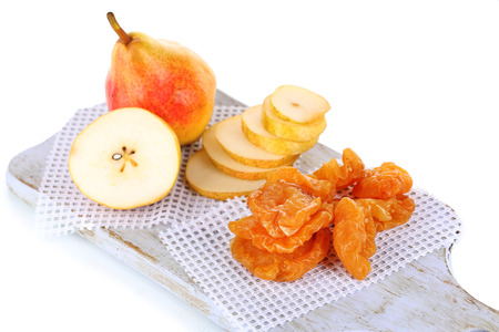 Dried pears, isolated on whiteの写真素材