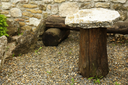 Empty wooden benchの写真素材