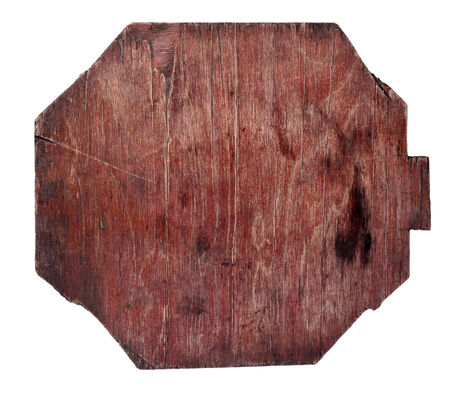 Old wooden desk, isolated on whiteの写真素材