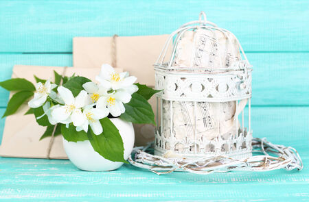 Beautiful spring composition with jasmine flowersの写真素材