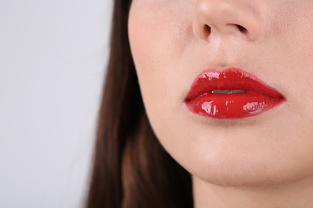Sexy red lips closeupの写真素材