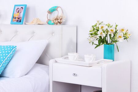 Comfortable soft bed in room