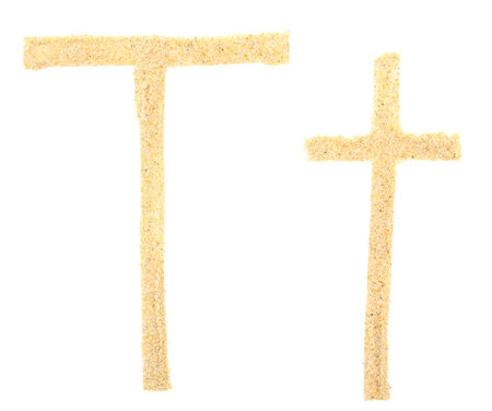 Sand letter isolated on whiteの写真素材