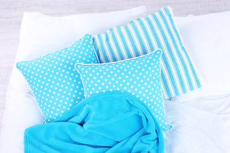 Unmade bed close upの写真素材