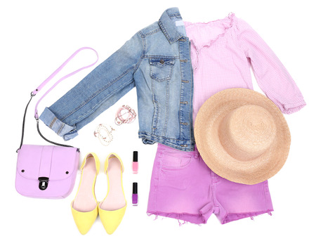 Female clothing isolated on whiteの写真素材