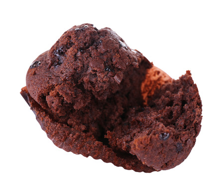Chocolate muffin isolated on whiteの写真素材