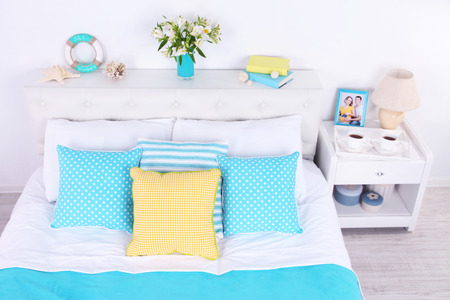 Comfortable soft bed in room