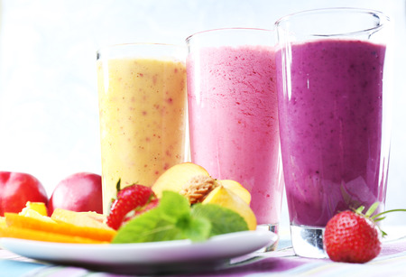 Delicious smoothie on table, close-upの写真素材