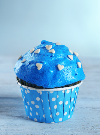 Tasty cupcake on table, close upの写真素材