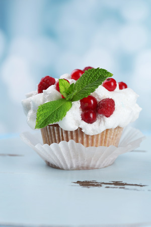 Tasty cupcake on table, close upの写真素材