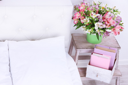 Comfortable soft bed in room