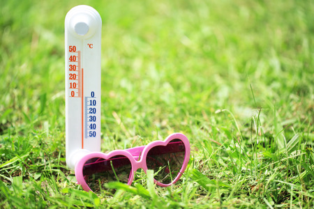 Thermometer on grass close-up