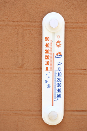 Thermometer on wall outside