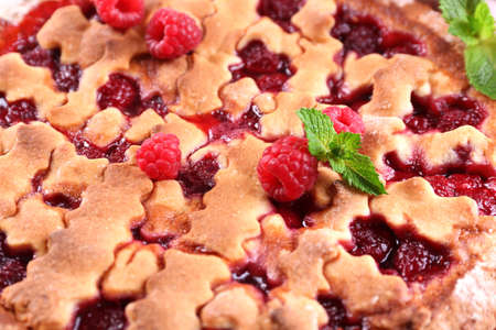 Tasty cake with berries close-up