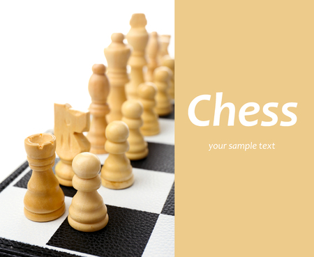 Chess board with chess pieces close-upの写真素材
