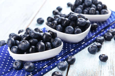 Delicious blueberries on table close-upの写真素材