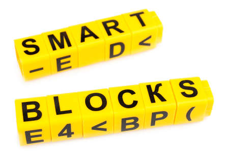 Words Smart Blocks formed from educational cubes, isolated on whiteの写真素材