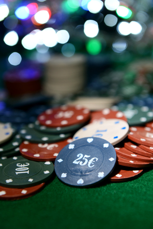 Cards and chips for poker on shiny backgroundの写真素材