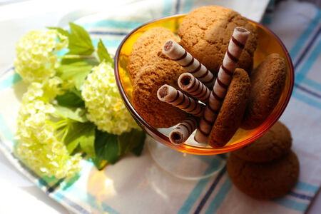 Tasty cookies on table, close-up