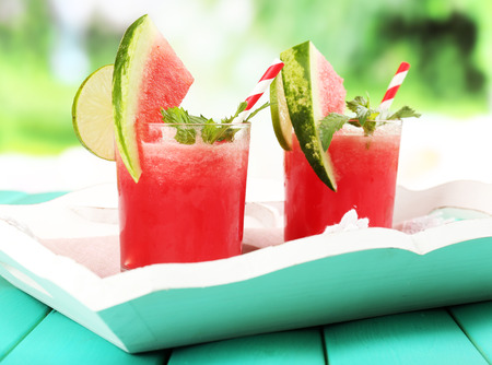 Watermelon cocktail on table, close-upの写真素材