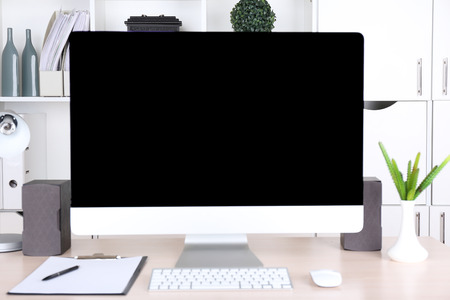 Office workplace with modern computerの写真素材