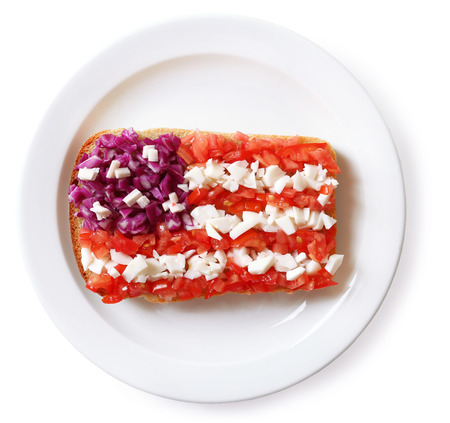 Sandwich with flag of USA Isolated on  whiteの写真素材