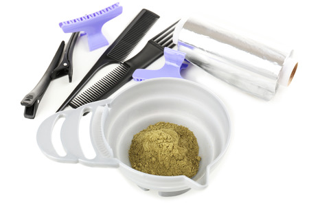 Hairdresser accessories for coloring hair, isolated on whiteの写真素材