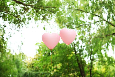 Love heart balloons, outdoorsの写真素材