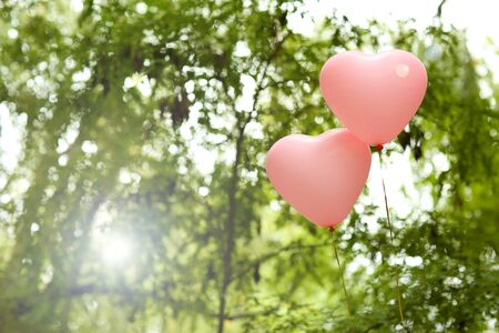 Love heart balloons, outdoors