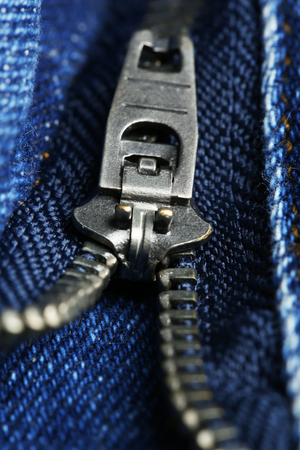 Zipper on clothes close up
