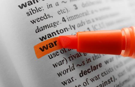 Orange marker highlighting word in dictionaryの写真素材