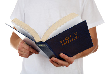 Man holding Bible close up