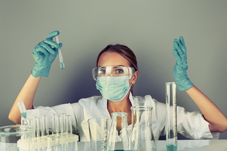 Laboratory assistant making medical test in laboratoryの写真素材