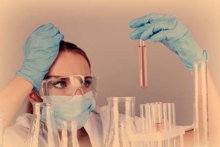 Laboratory assistant making medical test in laboratory