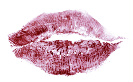 Lipstick kiss isolated on whiteの写真素材